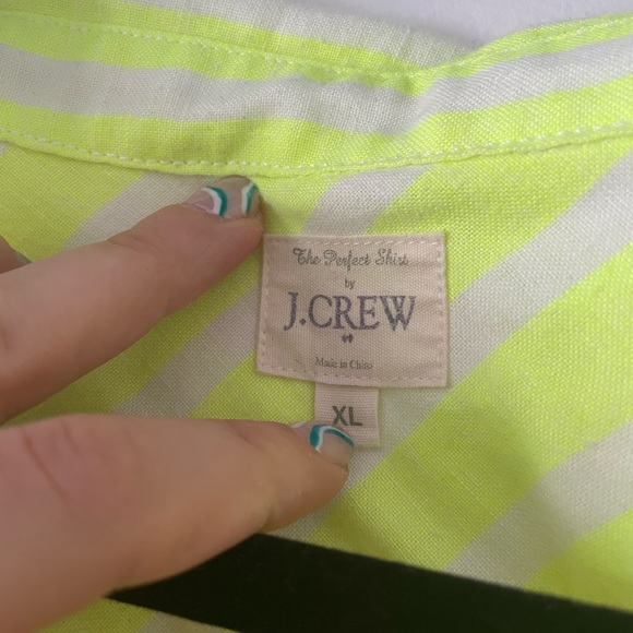 Striped 1/2 button up with pocket. J Crew. Worn once - Picture 3 of 3
